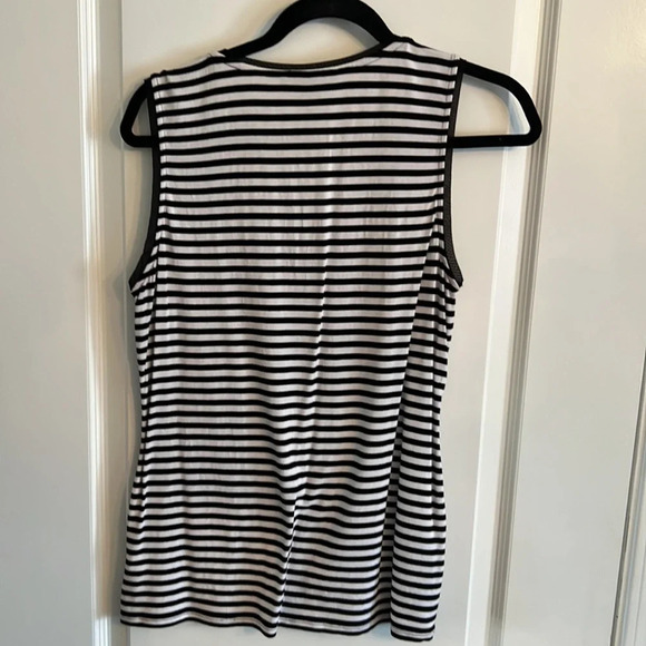 Sequin, wetlook, black and white striped  tank - Picture 5 of 7